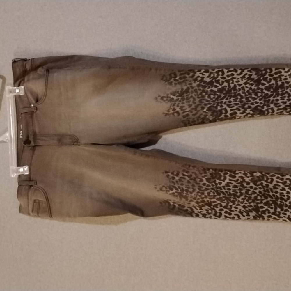 DG Brown Leopard Print Strech Jeans Size20PW - Picture 1 of 9